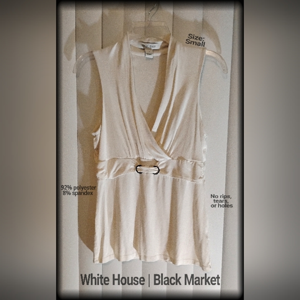 🦩White House Black Market Eggshell V-neck Sleeveless Wrap Top Small
